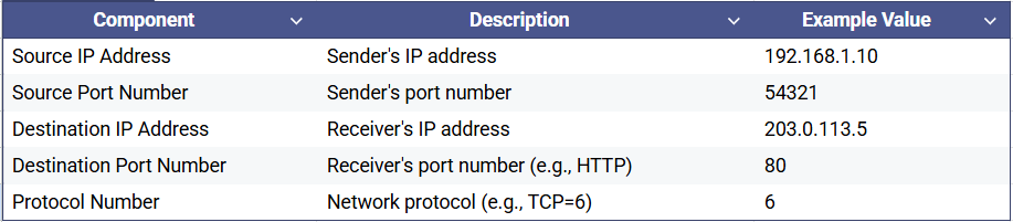 Table: 5-Tuple Components