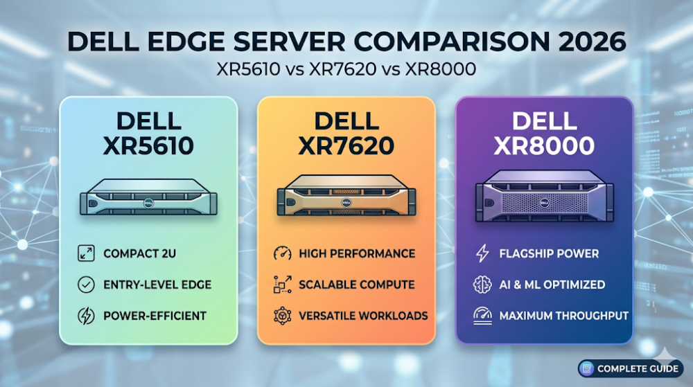 edge computing server comparison, Dell XR5610 vs XR7620 vs XR8000
