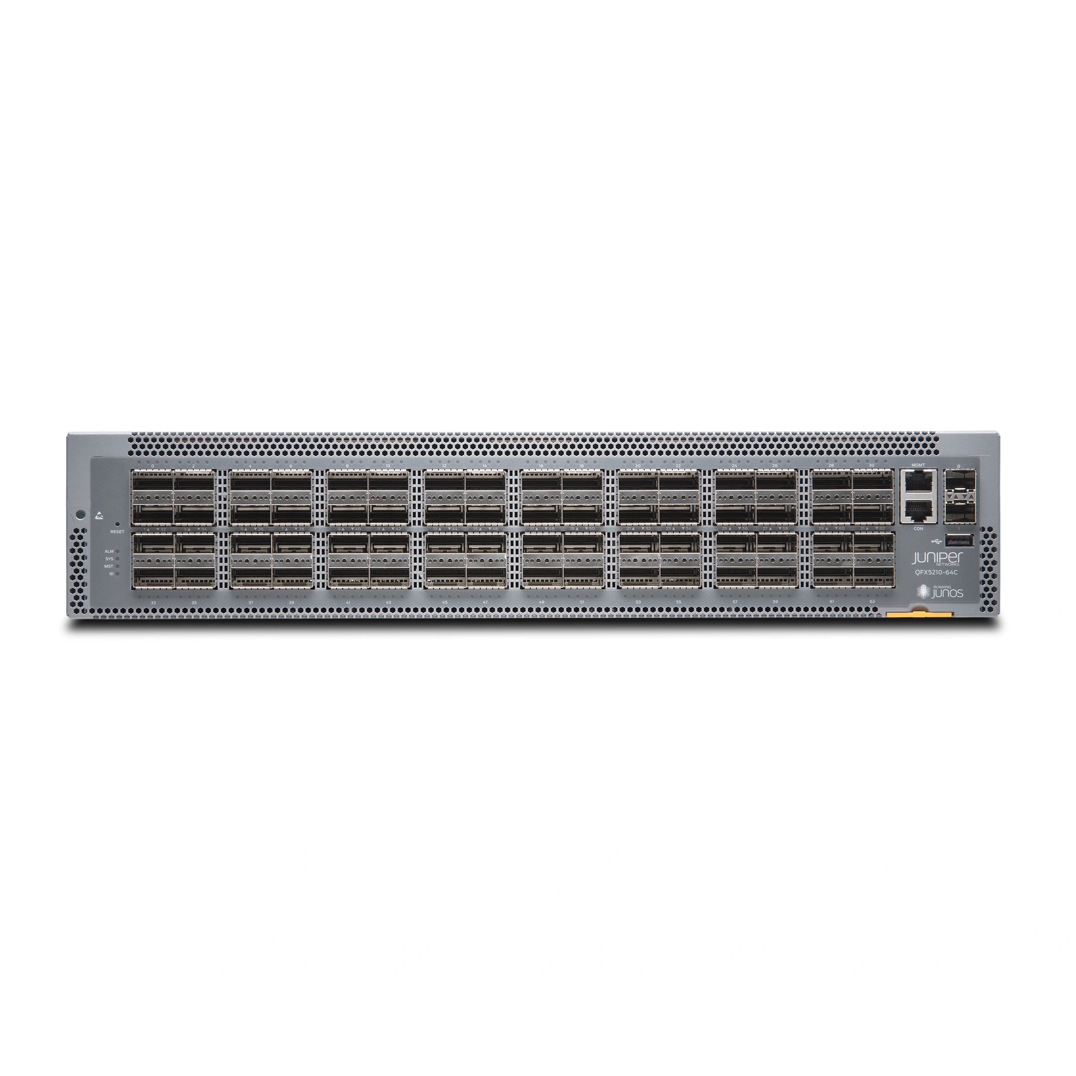 QFX5210-64C-D-AFI2, Juniper QFX5210 Switch, 64xQSFP28/2xSFP+/Back to Front Airflow/DC Power QFX5210-64C-D-AFI2, Juniper QFX5210 Switch, 64xQSFP28/2xSFP+/Back to Front Airflow/DC Power