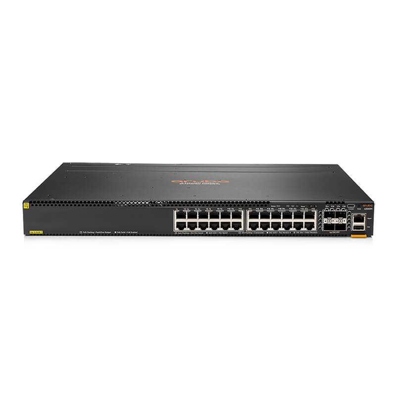 JL662A، Aruba 6300M Switch، 24x1GbE PoE فئة 4 و4xSFP56 وLayer 3