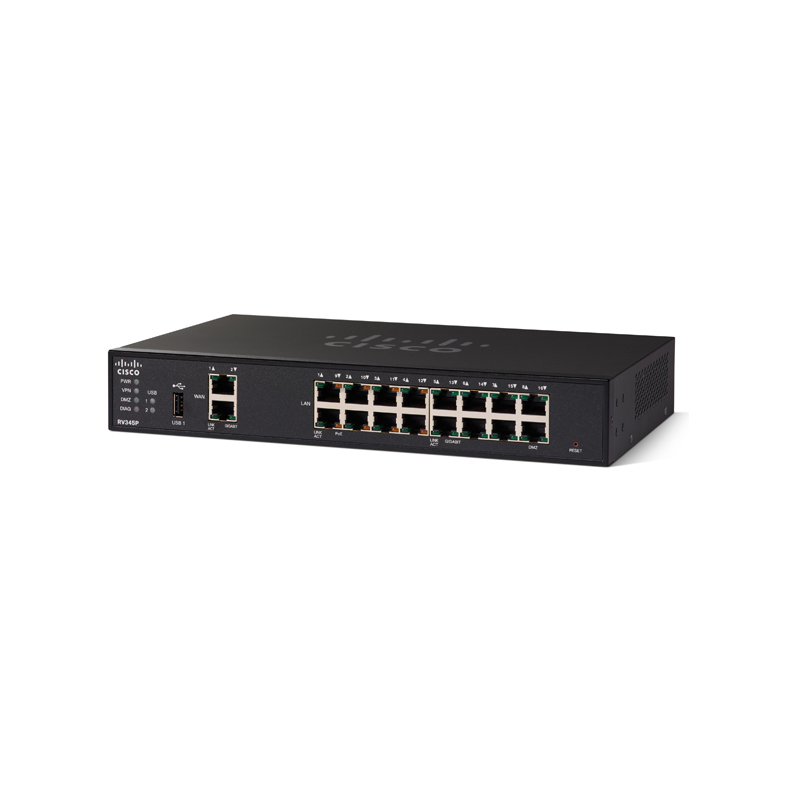 RV345P-K9-NA, Cisco RV345P Router, Dual WAN, 16xGE, 50 VPN Tunnels