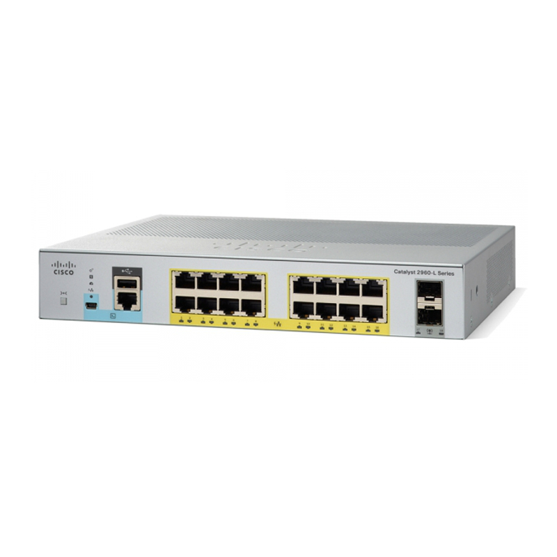 Cisco Cisco WS-C2960L-16PS-LL, Cisco Catalyst 2960L Switch, 16×1G PoE/2×1G SFP/LAN Lite