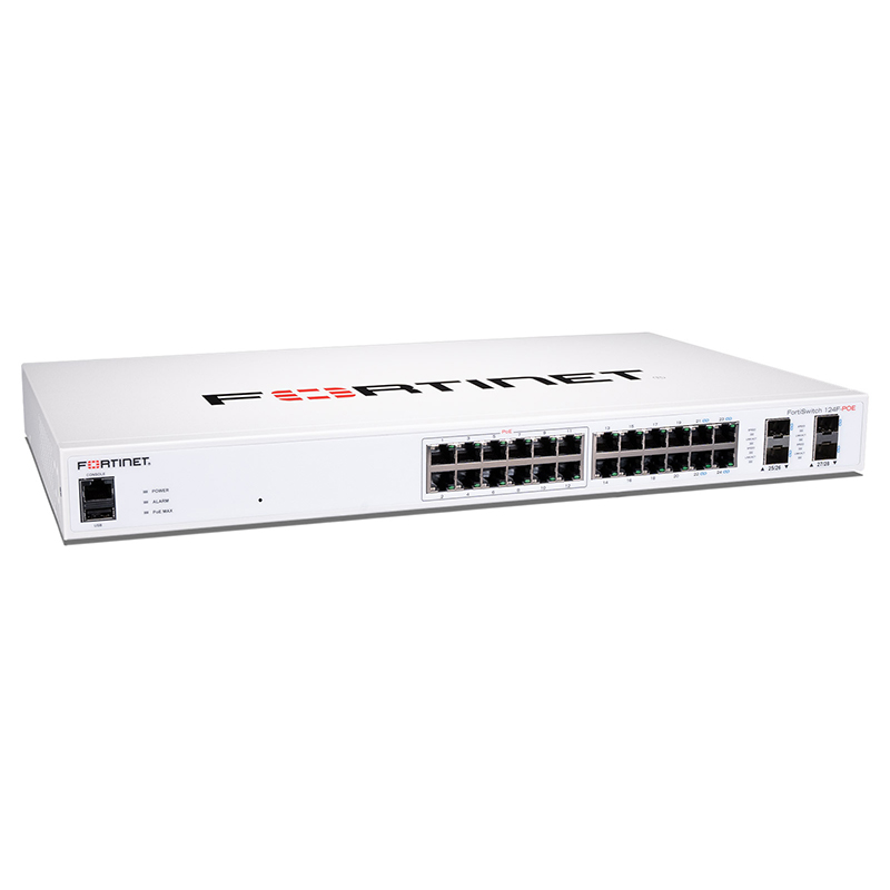 FS-124F-POE Fortinet FS-124F Series Switch L2+ Gerenciado PoE 24xGE 12xPoE+ 4xSFP+ 185W PoE