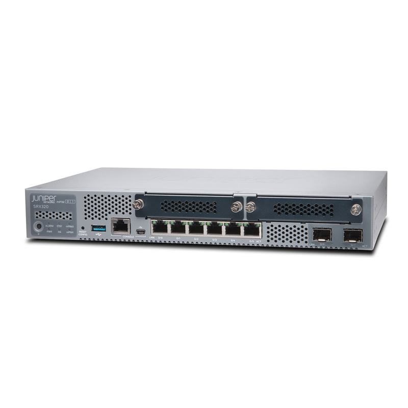 SRX320-SYS-JB, Juniper SRX320 Services Gateway, 8GE/2x Ranuras MPIM/4G RAM