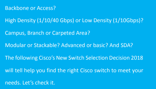 Cisco’s New Switch Selection Decision 2018